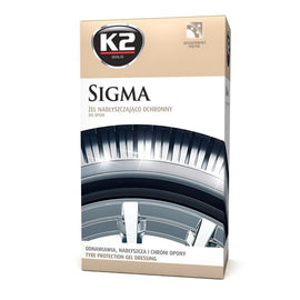 K2 Sigma gumiápoló gél 500 ml G157 – abroncsfényesítő és -védő gél doboza