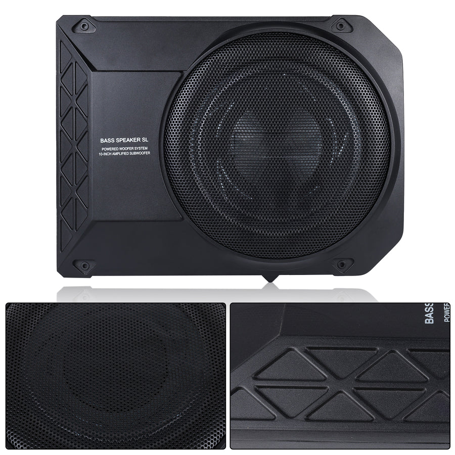 Aktív autós mélynyomó - Ülés alá építhető kompakt Subwoofer beépített erősítővel és basszusvezérlővel (12V)