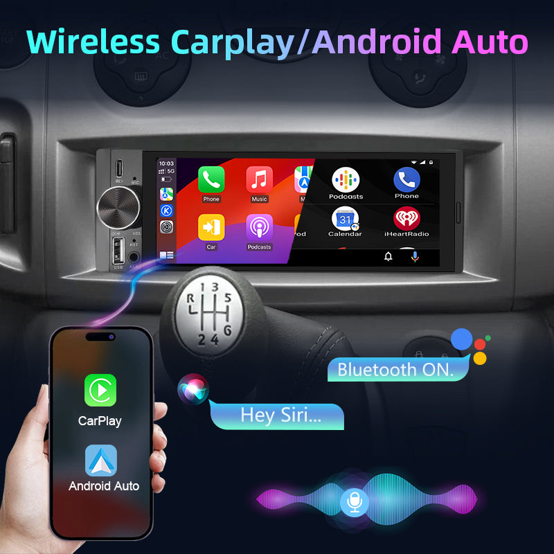 1-DIN univerzális multimédia fejegység - rádió vezeték nélküli Apple CarPlay és Android Auto