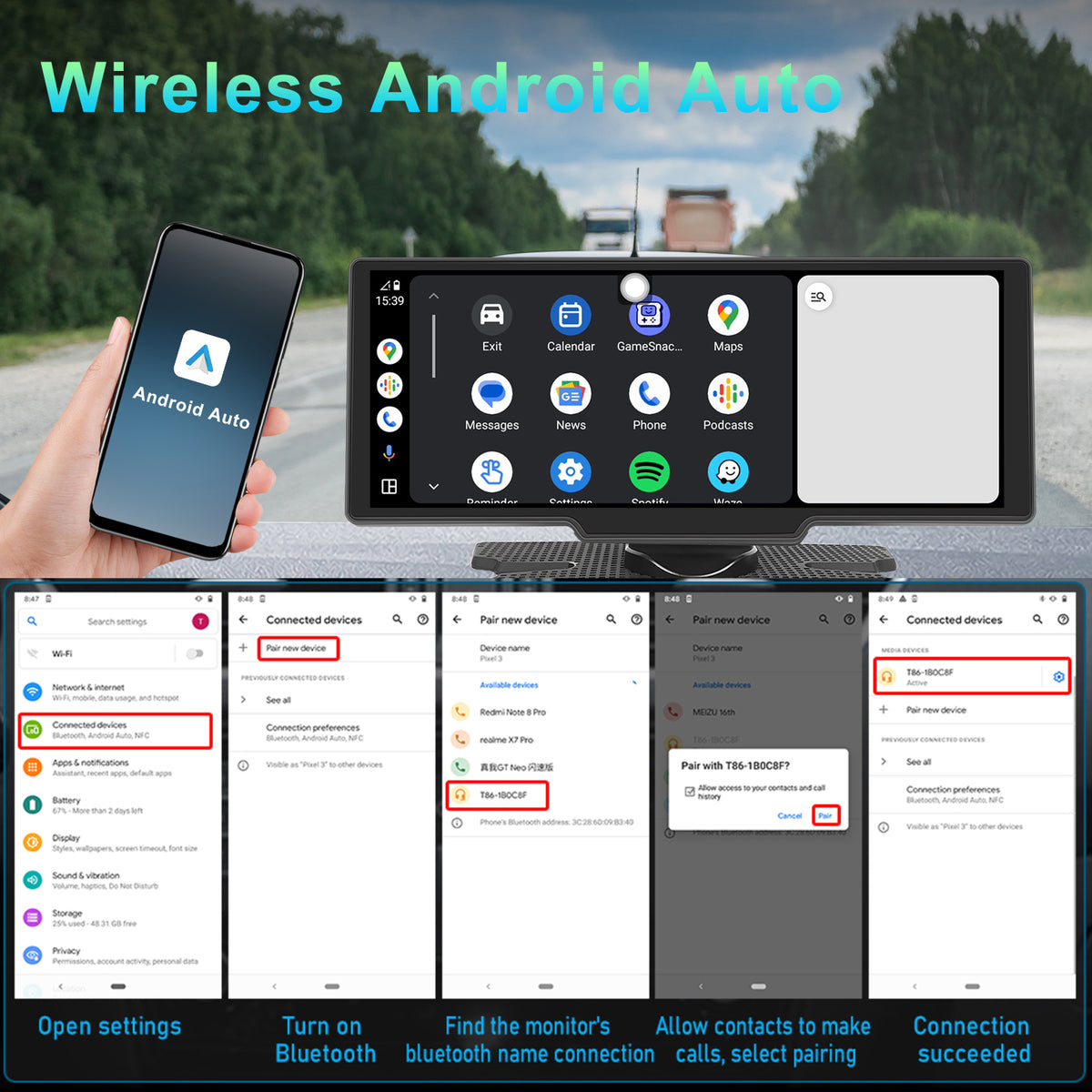 Universal 10.26″ CarPlay display with Android system
