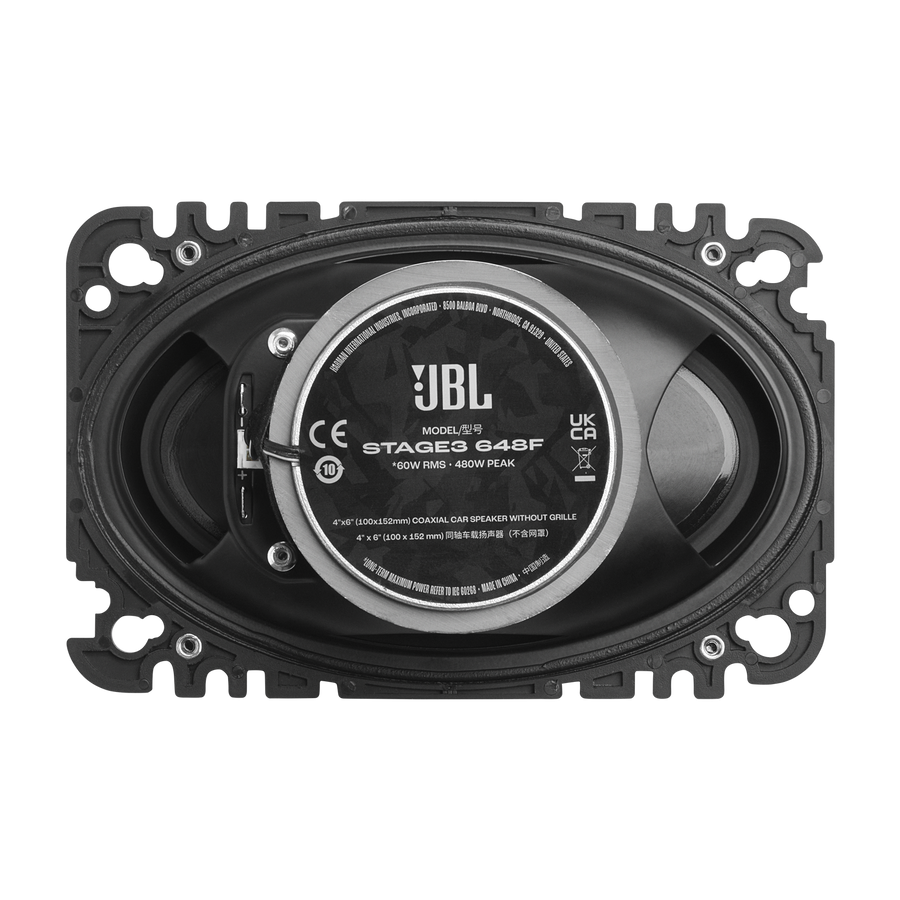 JBL Stage3 648F hangszóró hátulnézet, 4 ohmos csatlakozókkal