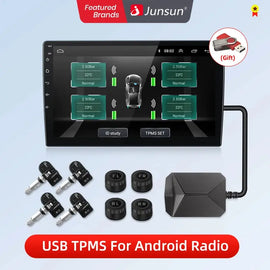 Junsun USB TPMS modul android fejegységhez – 4 belső szenzorral, guminyomás kijelzése a fejegységen