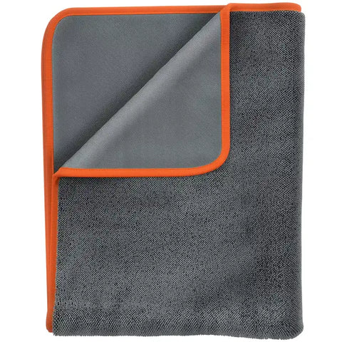 ADBL Twisted Towel szárítókendő kiterítve, narancs szegéllyel