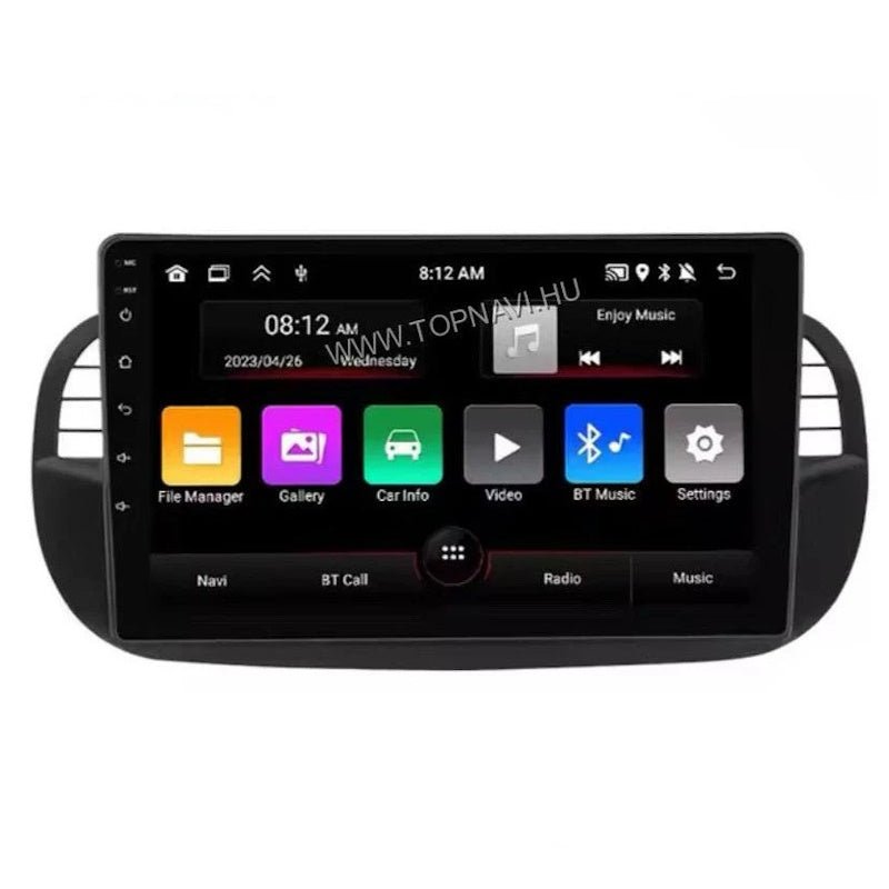 Fiat, Abarth 500 2007-2016 9" Black Android Multimedia Head Unit — Márkaspecifikus multimédia