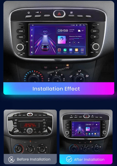 Fiat, Abarth Linea, Punto 2009 - 2016 7" Android Multimédia fejegység - TopNAVI