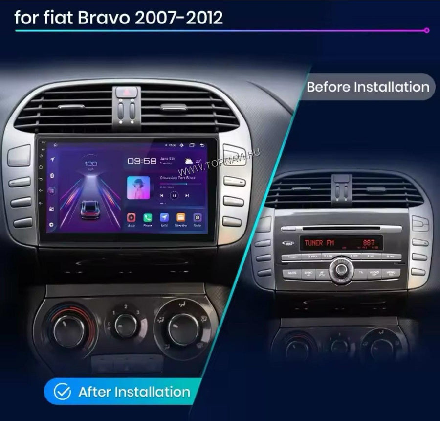 Fiat Bravo 2007 - 2012 9" Android Multimédia fejegység - TopNAVI