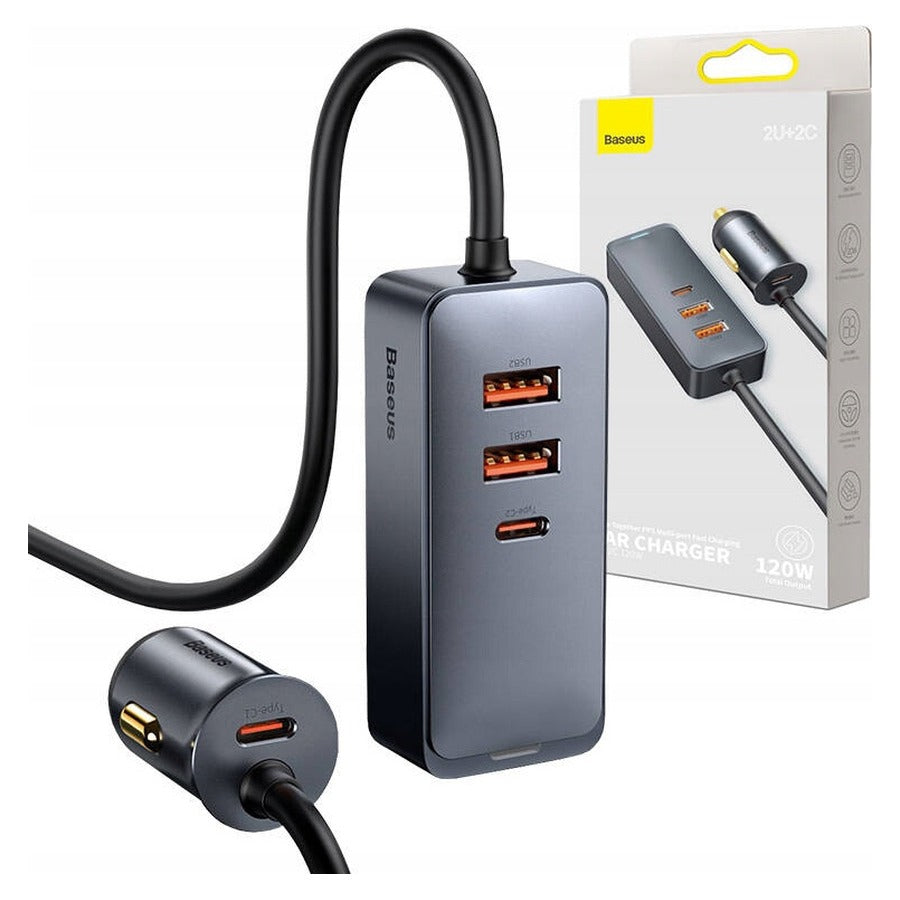 Baseus 4×USB autós töltő 120 W, Quick Charge 4.0 és Power Delivery