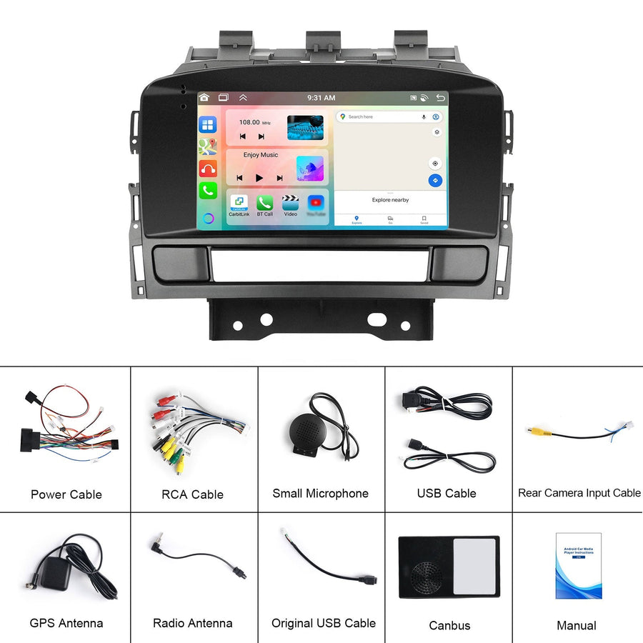 Opel Astra J 2009 - 2015 7" Beépített kijelzős Android Multimédia fejegység autórádió, hifi, rádió és fejegység nagy kijelzővel, CarPlay, Android autó, Wifi és Bluetooth támogatással,