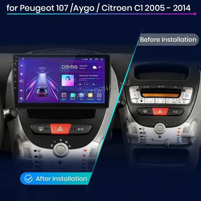 Peugeot 107 2005 - 2014 10.1" Android Multimédia fejegység - TopNAVI
