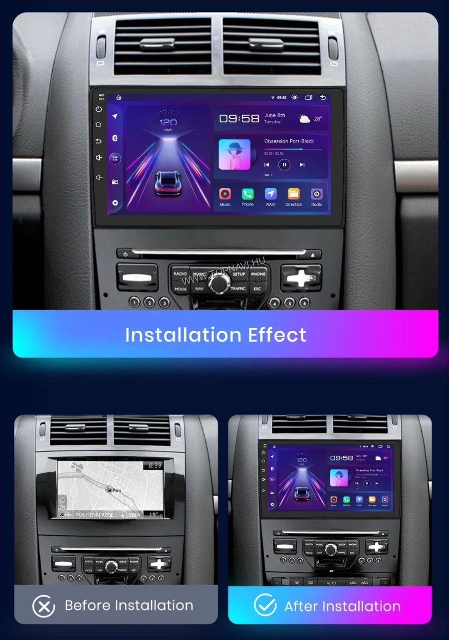 Peugeot 407 2004 - 2011 9" Android Multimédia fejegység - TopNAVI