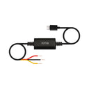 70mai Hardwire Kit UP03 – fekete tápmodul 70mai logóval, Type-C csatlakozóval és piros, fekete, sárga bekötővezetékekkel fehér háttéren
